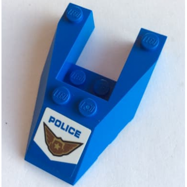 blue wedge 6 x 4 cutout with stud notches with blue police and badge pattern sticker - set 60208