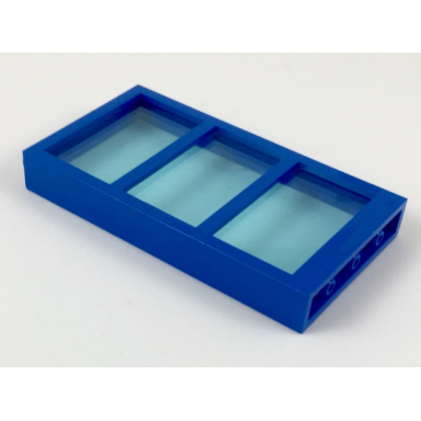 blue window 1 x 4 x 6 with 3 panes with fixed trans-light blue glass