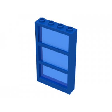 blue window 1 x 4 x 6 with 3 panes with fixed trans-dark blue glass