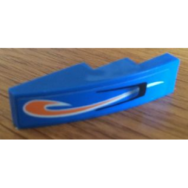 blue slope curved 4 x 1 with orange flame and air intake pattern model left side sticker - set 8163