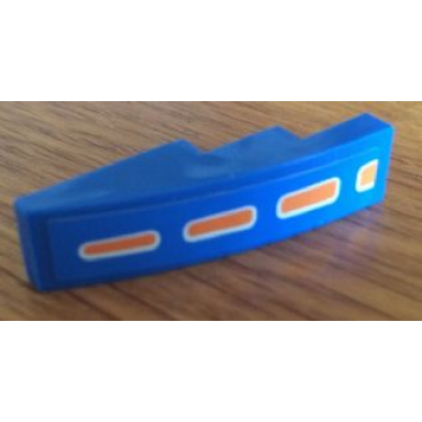 blue slope curved 4 x 1 with 4 orange dots pattern sticker - set 8163