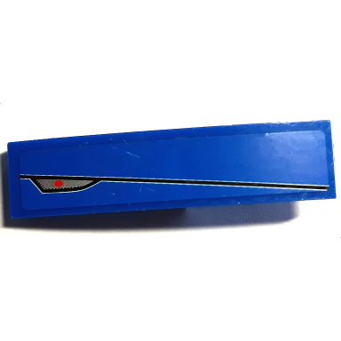 blue slope curved 4 x 1 with silver and red headlight and black stripe pattern model right side sticker - set 8214