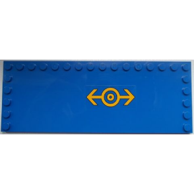 blue tile modified 6 x 16 with studs on edges with train logo bright light orange pattern left sticker - set 60052