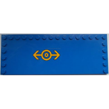 blue tile modified 6 x 16 with studs on edges with train logo bright light orange pattern right sticker - set 60052