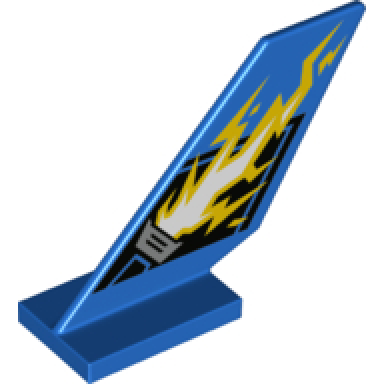 blue tail shuttle with lightning bolt electricity and nozzle pattern on both sides