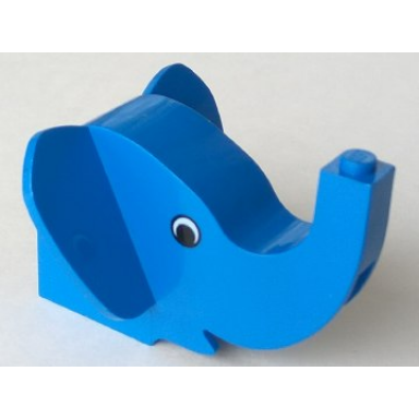 blue elephant head brick with black and white eyes pattern