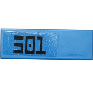 blue tile 1 x 3 with black 501 pattern left side sticker - set 75002