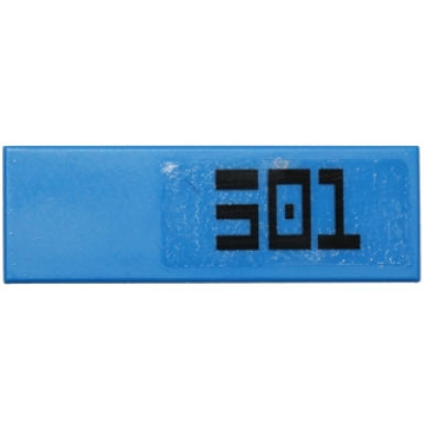 blue tile 1 x 3 with black 501 pattern right side sticker - set 75002