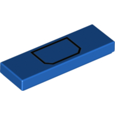 blue tile 1 x 3 with black rectangle with cut corners pattern brickheadz stuart pocket
