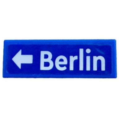 blue tile 1 x 3 with white arrow and berlin pattern sticker - set 77012