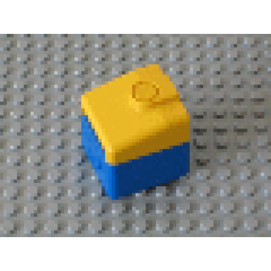 blue duplo train locomotive cabin nose with yellow top