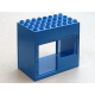 blue duplo building 4 x 8 x 6 with front door and window
