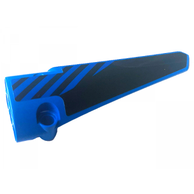 blue technic panel fairing 6 long smooth side b with black stripes pattern sticker - set 42141