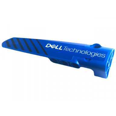 blue technic panel fairing 6 long smooth side b with black diagonal stripes and white dell technologies pattern sticker - set 42141