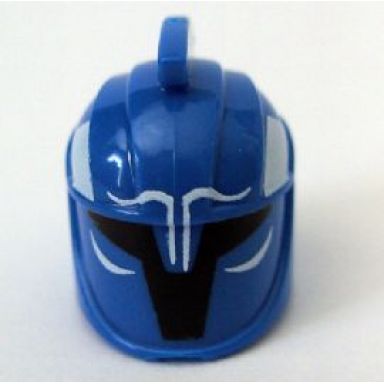 blue minifigure headgear helmet sw senate commando captain with black markings and curved white lines pattern