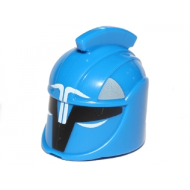 blue minifigure headgear helmet sw senate commando captain with black markings and white angled lines pattern