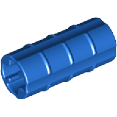 blue technic axle connector 2l ridged with x hole x orientation