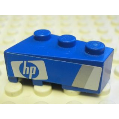 blue wedge 3 x 2 right with hp logo and silver and white stripes pattern sticker - set 8374