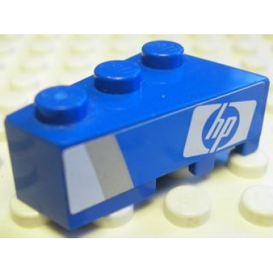 blue wedge 3 x 2 left with hp logo and silver and white stripes pattern sticker - set 8374
