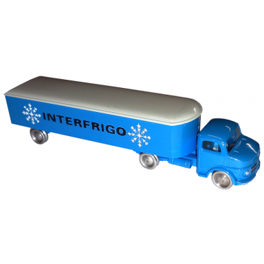 blue ho scale mercedes refrigerated truck interfrigo single axle