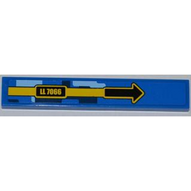 blue tile 1 x 6 with black arrow and ll 7066 pattern model right side sticker - set 7066