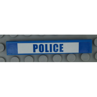 blue tile 1 x 6 with blue police on white background pattern sticker - set 60138