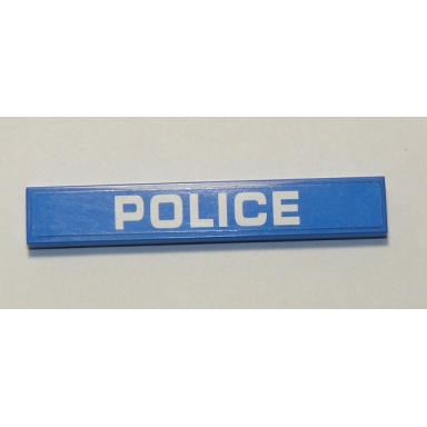 blue tile 1 x 6 with white police pattern sticker - set 60207