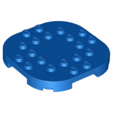 blue plate modified 6 x 6 with rounded corners and 4 feet