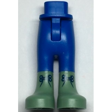 blue mini doll hips and trousers with back pockets with molded sand green loewer legs boots and printed dark blue laces pattern - thin hinge