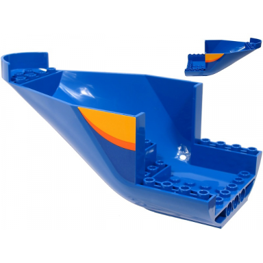 blue aircraft fuselage aft section curved bottom 8 x 16 with 2 holes with bright light orange and orange stripe pattern on both sides stickers - set 60262