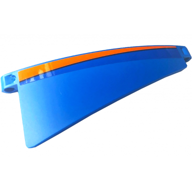 blue technic panel curved 51 5 x 13 tapered right with black and orange stripe pattern sticker - set 42141
