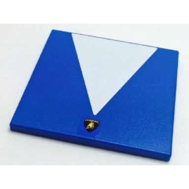 blue tile 6 x 6 with white triangle and lamborghini logo pattern stickers - set 8214