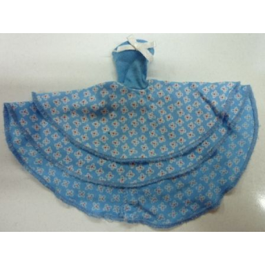 blue scala clothes female dress shoulderless with skirt with white flowers pattern