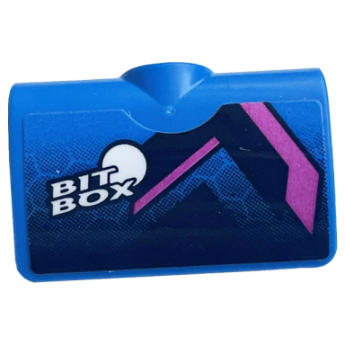 blue technic panel curved 2 x 3 x 1 with black and dark pink chevrons honeycomb white bit box and circle pattern sticker - set 42164