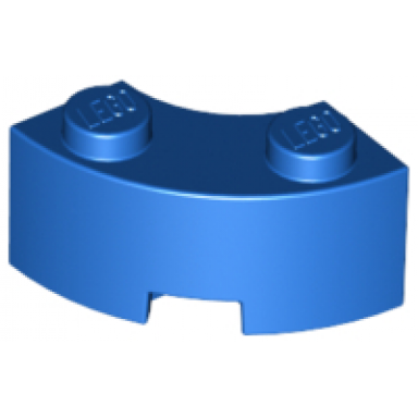 blue brick round corner 2 x 2 macaroni with stud notch and reinforced underside