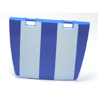 blue duplo car hood 3 x 4 with two white stripes pattern