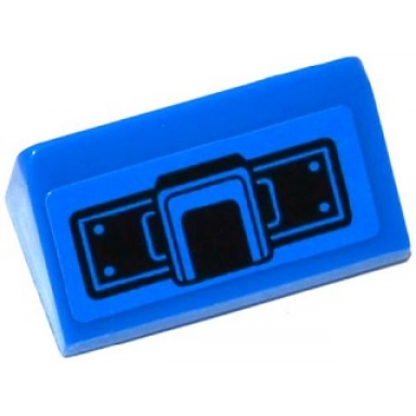 blue slope 30 1 x 2 x 2 3 with black joystick and rivets pattern sticker - set 75916