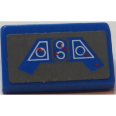 blue slope 30 1 x 2 x 2 3 with blue sw control panel on dark bluish gray background pattern sticker - set 9525
