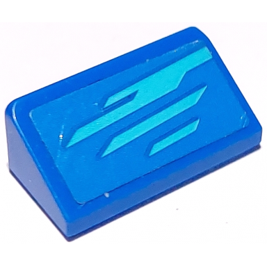 blue slope 30 1 x 2 x 2 3 with medium azure stripes pattern model left side sticker - set 75891