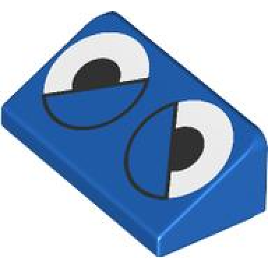 blue slope 30 1 x 2 x 2 3 with white eyes partially closed with black pupils and outlined eyelids pattern sonic the hedgehog buzz bomber moto bug