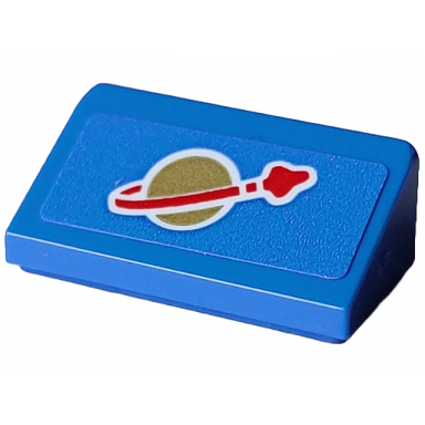 blue slope 30 1 x 2 x 2 3 with gold and red classic space logo pattern sticker - set 40712