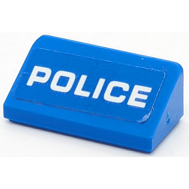 blue slope 30 1 x 2 x 2 3 with white police pattern sticker - set 40347