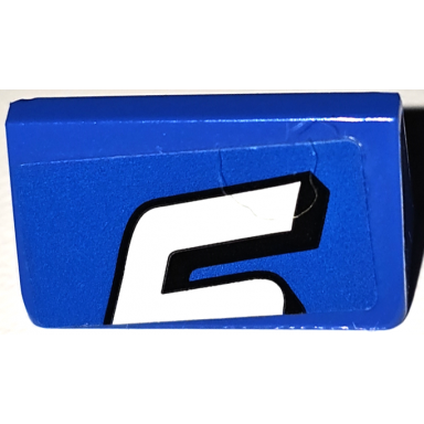 blue slope 30 1 x 2 x 2 3 with black and white number 5 top half pattern sticker - set 75891
