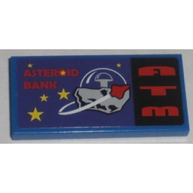 blue tile 2 x 4 with asteroid bank and atm pattern sticker - set 5982