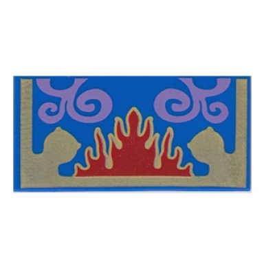 blue tile 2 x 4 with gold red and lavender oriental rug pattern