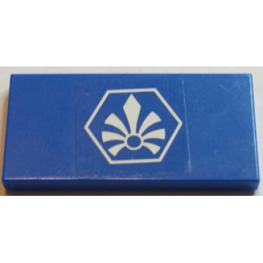 blue tile 2 x 4 with white chima logo in hexagon pattern sticker - set 70013