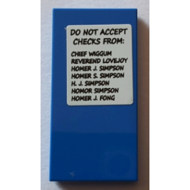 blue tile 2 x 4 with do not accept checks from: and various names pattern sticker - set 71016