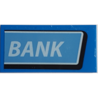 blue tile 2 x 4 with white bank on medium blue background pattern sticker - set 76082