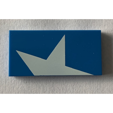blue tile 2 x 4 with half white star pattern model right side