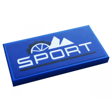 blue tile 2 x 4 with black stripe and white sport wheel and mountains pattern sticker - set 60306
